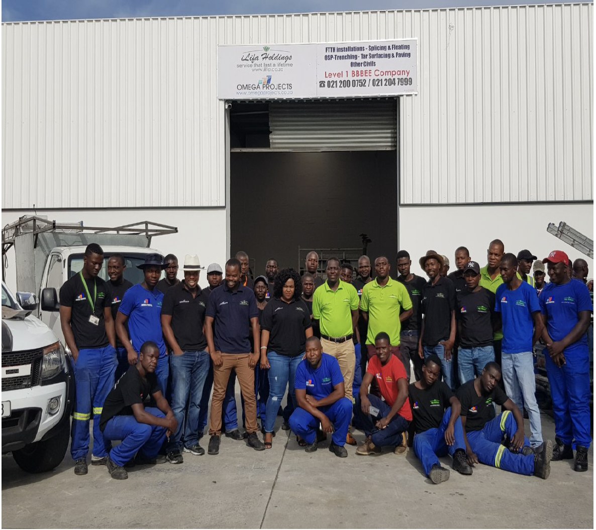 The iLifa Holdings team outside the Cape Town yard